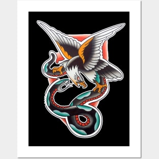 Eagle and Snake Battle Tattoo Design Posters and Art